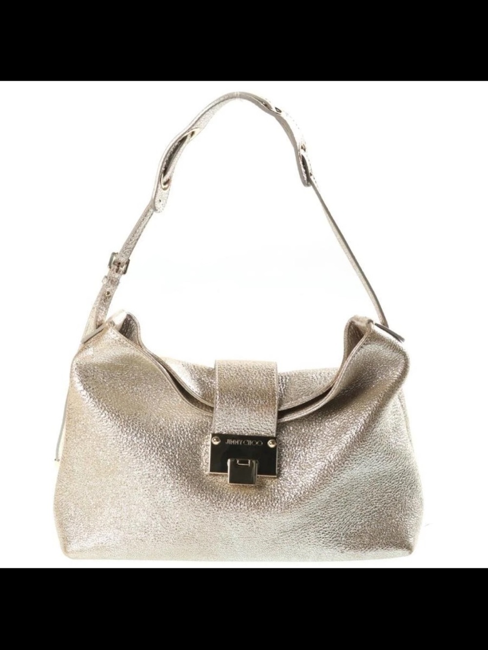 Jimmy Choo Silver Metallic Leather Shoulder Bag